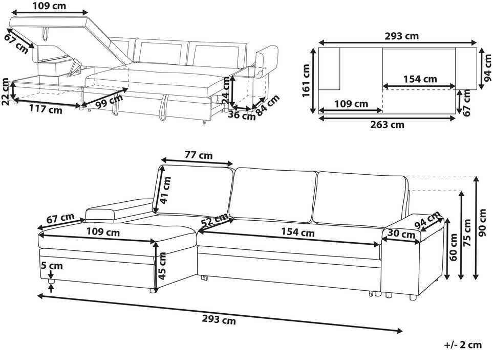 Beliani Išskleidžiama 3 vietų kampinė sofa HRISEY Boucle balta su daiktadėže, dešininė