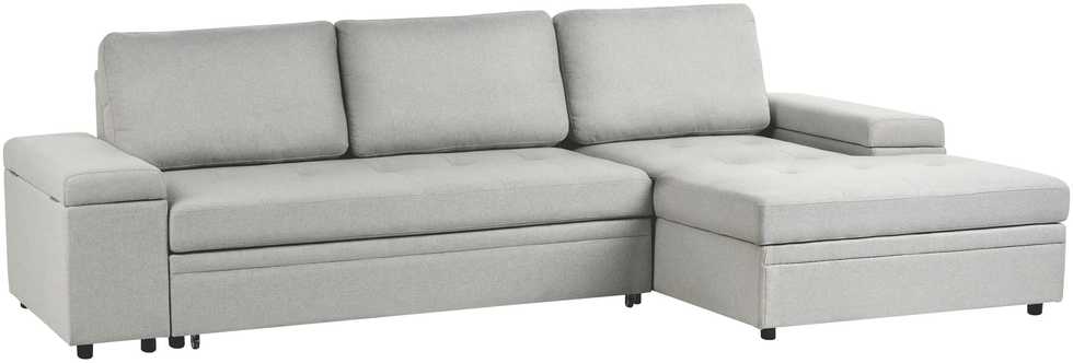 Sofa Beliani Išskleidžiamas kampas HRISEY Boucle Baltos spalvos su daiktadėže kairinis