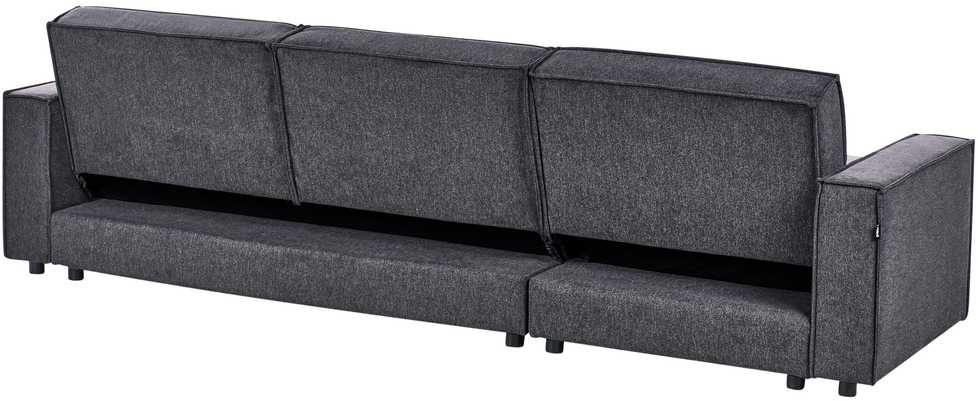 Beliani Išskleidžiama 3 vietų kampinė sofa ROMEDAL II Grafito spalvos