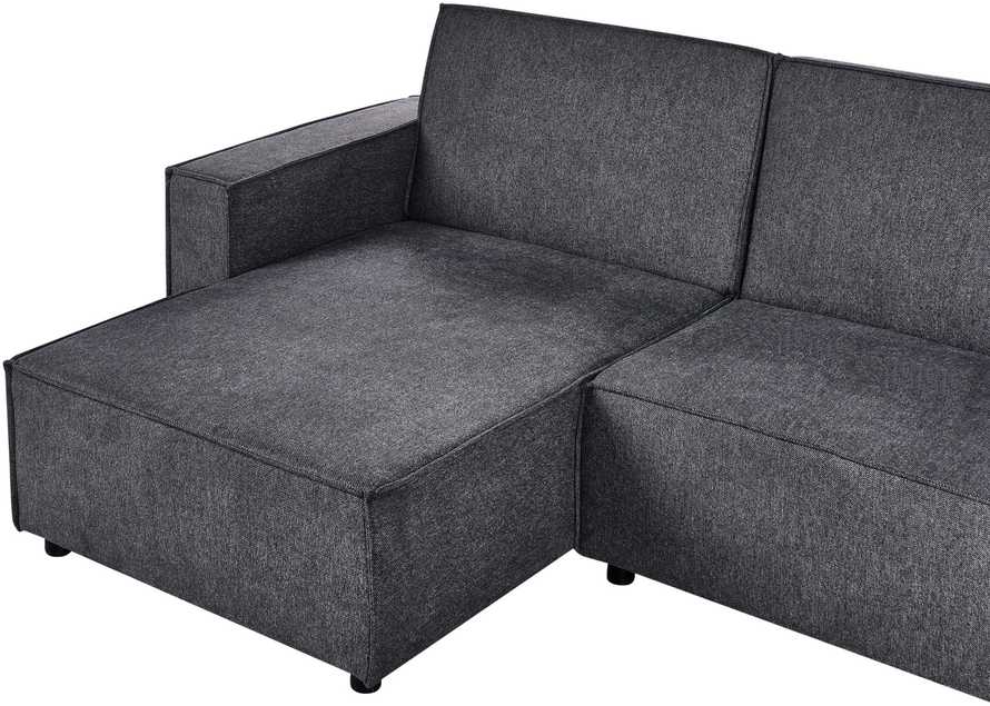 Beliani Išskleidžiama 3 vietų kampinė sofa ROMEDAL II Grafito spalvos