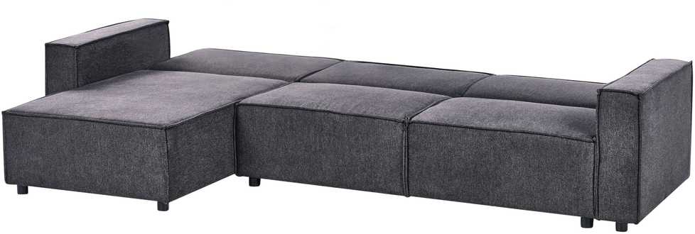 Beliani Išskleidžiama 3 vietų kampinė sofa ROMEDAL II Grafito spalvos