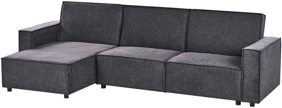 Beliani Išskleidžiama 3 vietų kampinė sofa ROMEDAL II Grafito spalvos