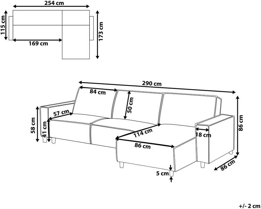 Beliani Išskleidžiama kampinė sofa ROMEDAL II tamsiai pilka kairinė