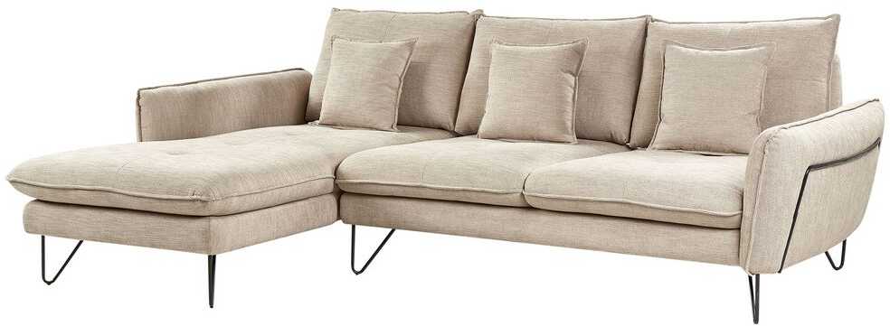 Beliani Trivietė kampinė sofa SERSAN šenilo audinio, smėlio spalvos, dešininė
