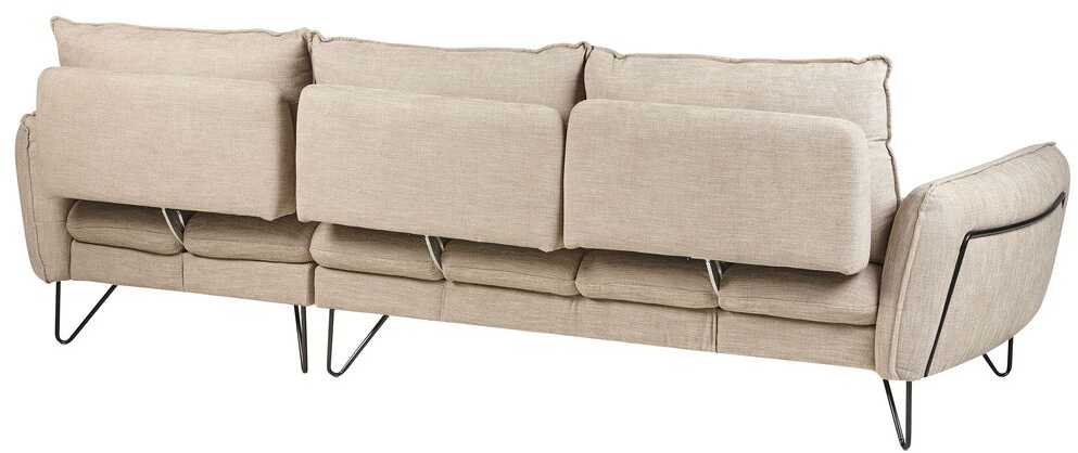 Beliani Trivietė kampinė sofa SERSAN šenilo audinio, smėlio spalvos, dešininė