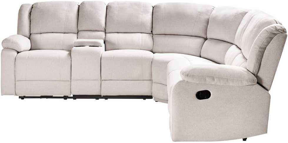 Beliani Kampinė sofa ROKKE su rankine relaksacijos funkcija, 5 vietos, šviesi smėlio spalva, kairinė