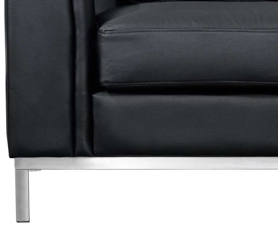 Sofa Beliani Kampas 5 asmenims OSLO, natūrali oda, juodas su otomane, kairinis