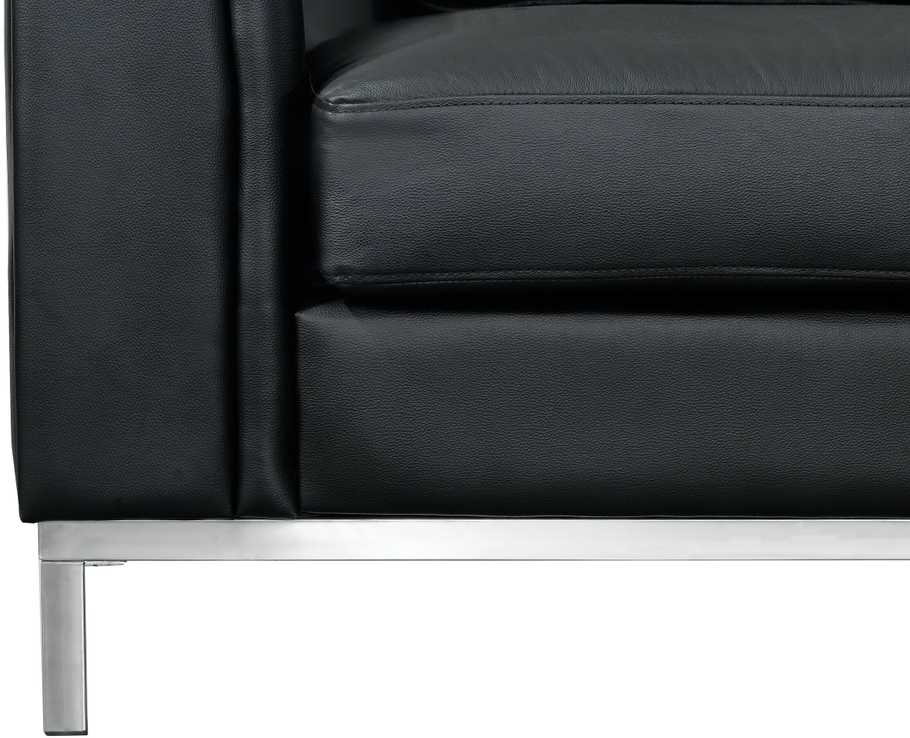 Sofa Beliani Kampas 5 asmenims OSLO, natūrali oda, juodas su otomane, kairinis