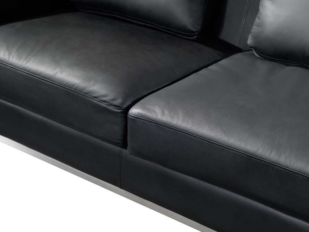 Sofa Beliani Kampas 5 asmenims OSLO, natūrali oda, juodas su otomane, kairinis