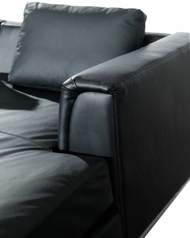 Sofa Beliani Kampas 5 asmenims OSLO, natūrali oda, juodas su otomane, kairinis