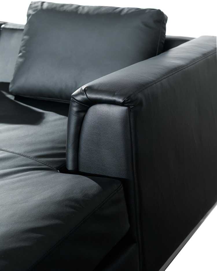 Sofa Beliani Kampas 5 asmenims OSLO, natūrali oda, juodas su otomane, kairinis