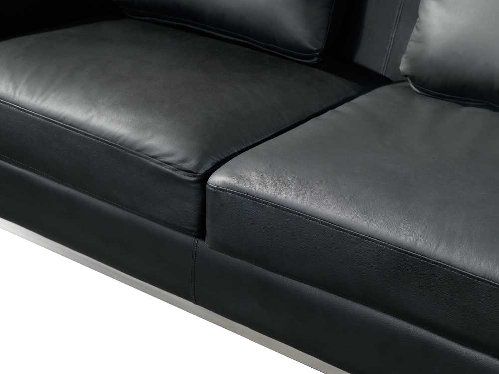 Sofa Beliani Kampas 5 asmenims OSLO, natūrali oda, juodas su otomane, kairinis