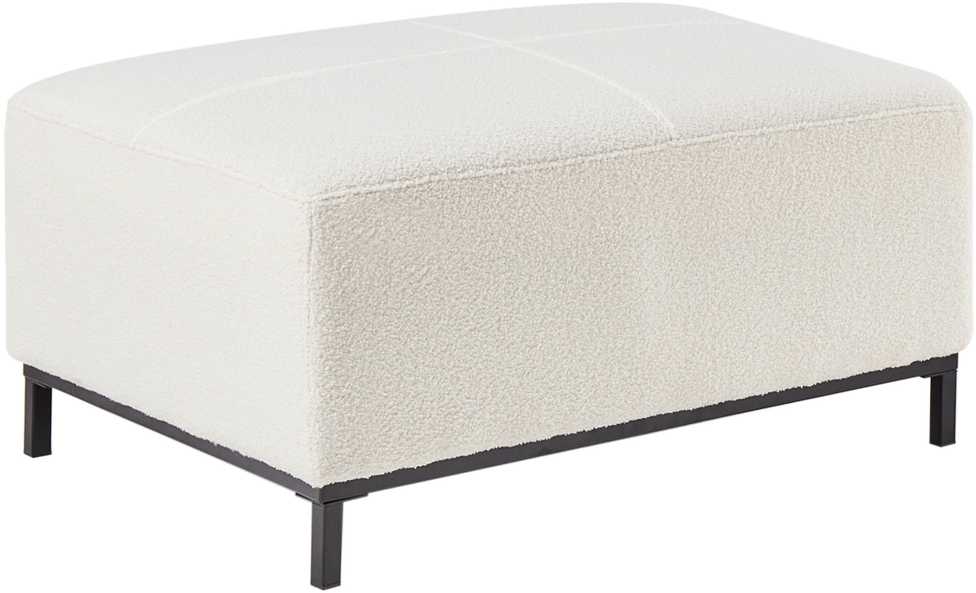 Beliani 5 vietų kampinė sofa OSLO Boucle balta su pufu, kairinė
