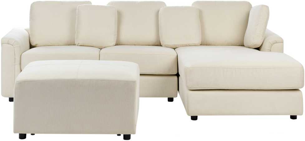 Beliani Kampinė sofa KOHLO 4 asmenims, šviesiai smėlio spalvos, su otomana, kairinė