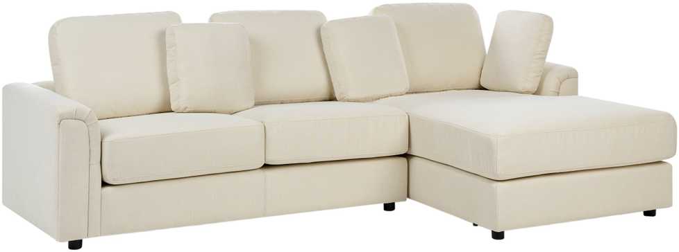 Beliani Kampinė sofa KOHLO 4 asmenims, šviesiai smėlio spalvos, su otomana, kairinė