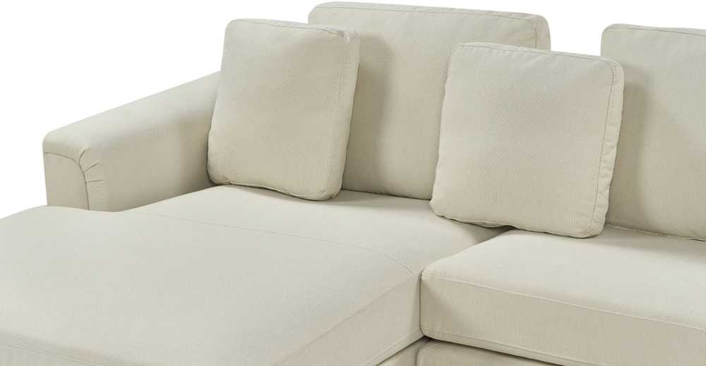 Beliani 5-vietė kampinė sofa OSLO, smėlio spalvos, su pufu, dešininė