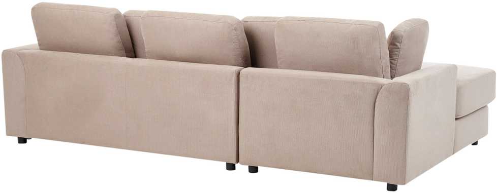Beliani 4 vietų kampinė sofa KOHLO smėlio ir pilkos spalvos su pufas dešininė