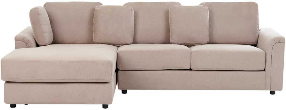 Beliani 4 vietų kampinė sofa KOHLO smėlio ir pilkos spalvos su pufas dešininė
