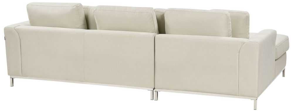 Beliani 5-vietė kampinė sofa OSLO, smėlio spalvos, su pufu, dešininė