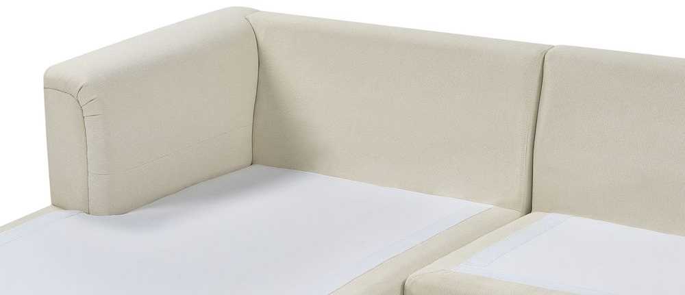 Beliani 5-vietė kampinė sofa OSLO, smėlio spalvos, su pufu, dešininė