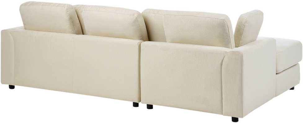 Beliani 4 vietų kampinė sofa KOHLO šviesiai smėlio spalvos su pufu dešininė