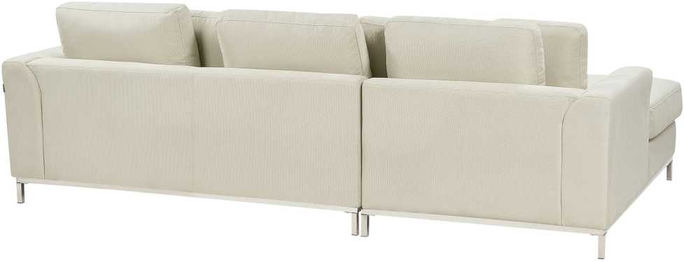 Beliani 5-vietė kampinė sofa OSLO, smėlio spalvos, su pufu, dešininė
