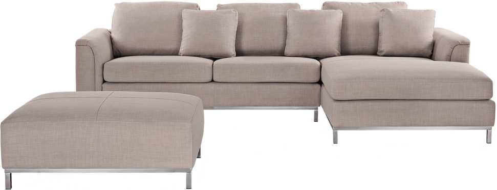 Beliani 5-vietė kampinė sofa OSLO, smėlio spalvos, su pufu, dešininė