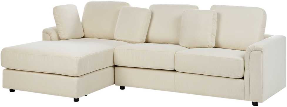 Beliani 4 vietų kampinė sofa KOHLO šviesiai smėlio spalvos su pufu dešininė