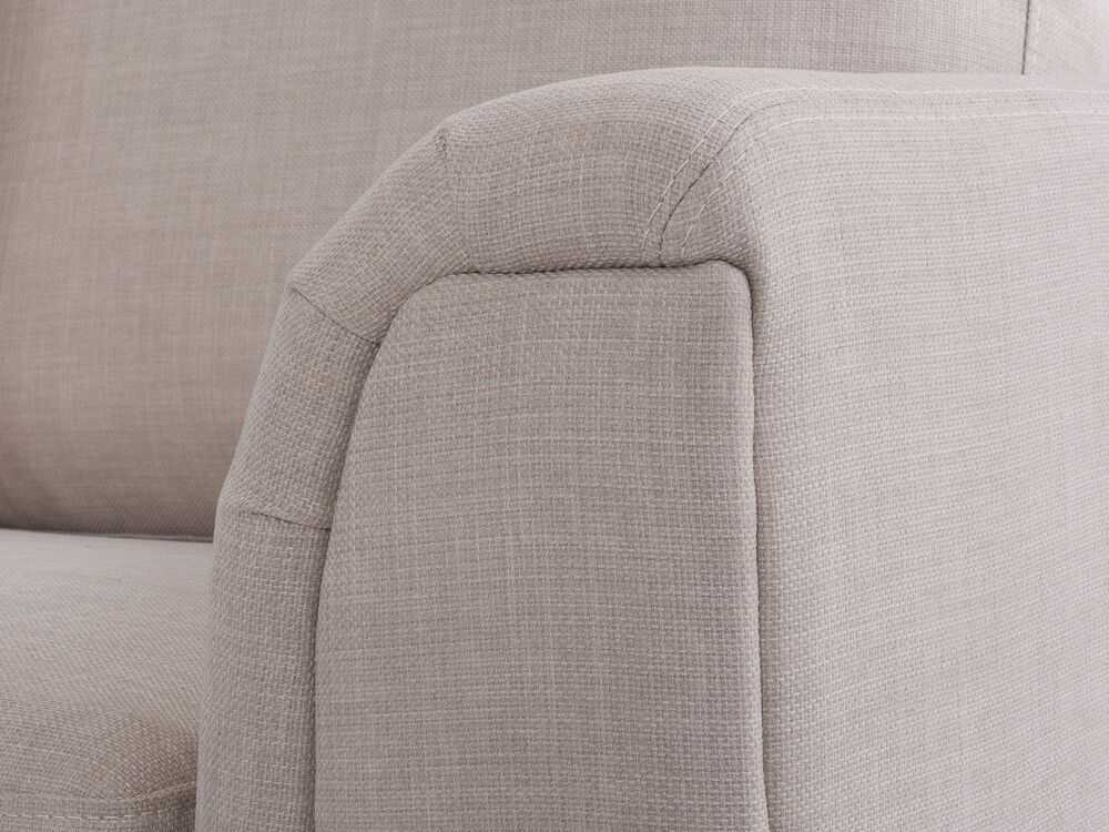Beliani 5-vietė kampinė sofa OSLO, smėlio spalvos, su pufu, dešininė