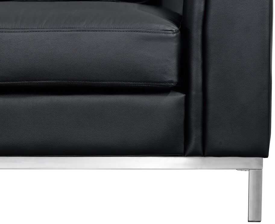 Beliani 5 vietų kampinė sofa OSLO, natūrali oda, juoda su otomanu, dešininė