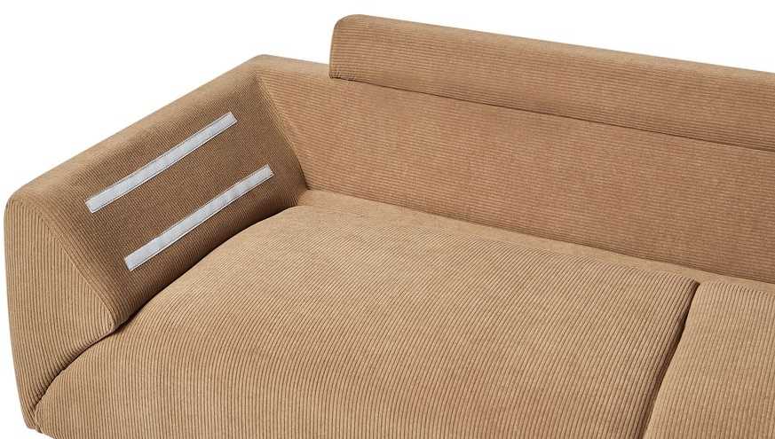 Beliani 4 vietų kampinė sofa LUNNER, velvetas, ruda, kairinė