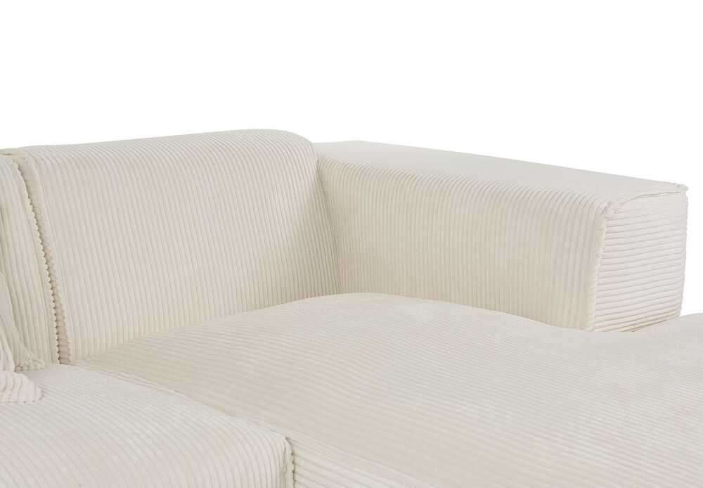 Beliani 3 vietų kampinė sofa DOLVA, velvetas, kreminė balta, kairinė
