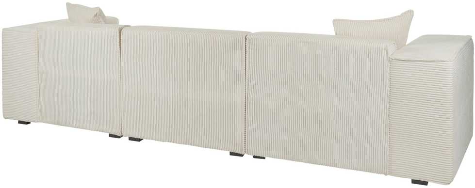 Beliani 3 vietų kampinė sofa DOLVA, velvetas, kreminė balta, kairinė
