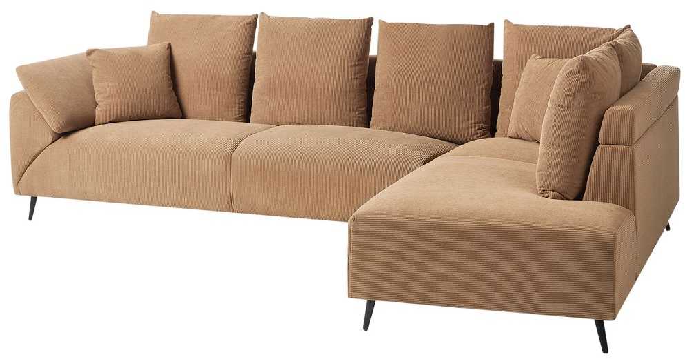 Beliani 4 vietų kampinė sofa LUNNER, velvetas, ruda, kairinė