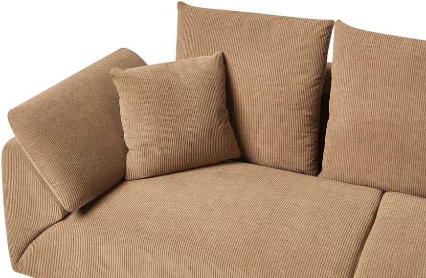 Beliani 4 vietų kampinė sofa LUNNER, velvetas, ruda, kairinė