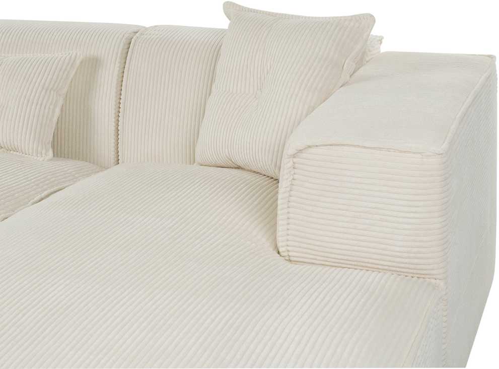 Beliani 3 vietų kampinė sofa DOLVA, velvetas, kreminė balta, kairinė