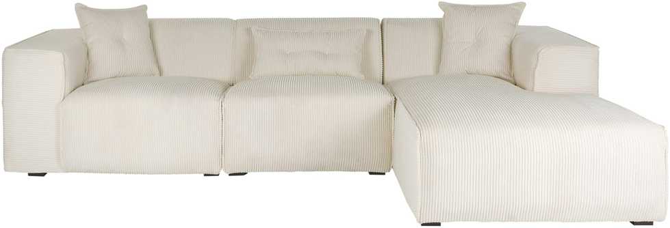 Beliani 3 vietų kampinė sofa DOLVA, velvetas, kreminė balta, kairinė