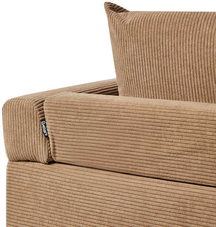 Beliani 4 vietų kampinė sofa LUNNER, velvetas, ruda, kairinė