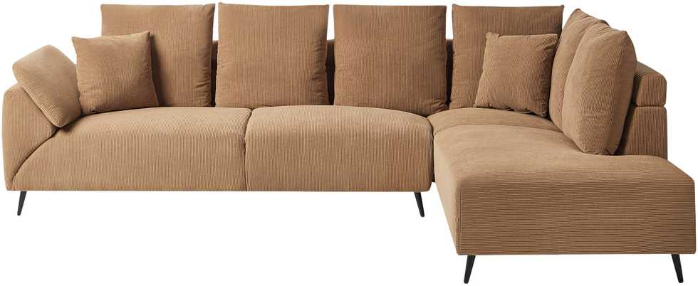 Beliani 4 vietų kampinė sofa LUNNER, velvetas, ruda, kairinė