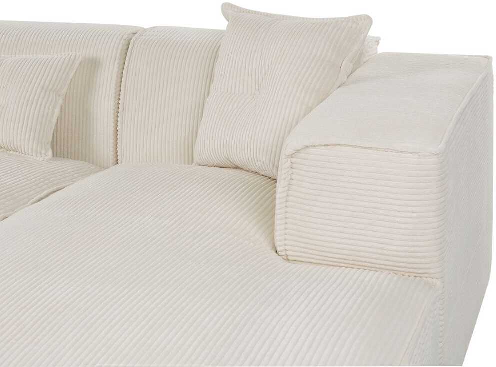 Beliani 3 vietų kampinė sofa DOLVA, velvetas, kreminė balta, kairinė