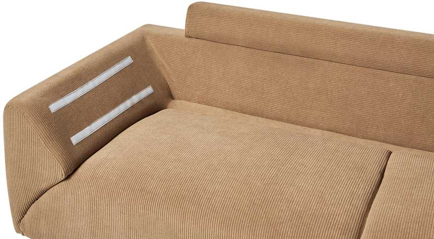 Beliani 4 vietų kampinė sofa LUNNER, velvetas, ruda, kairinė