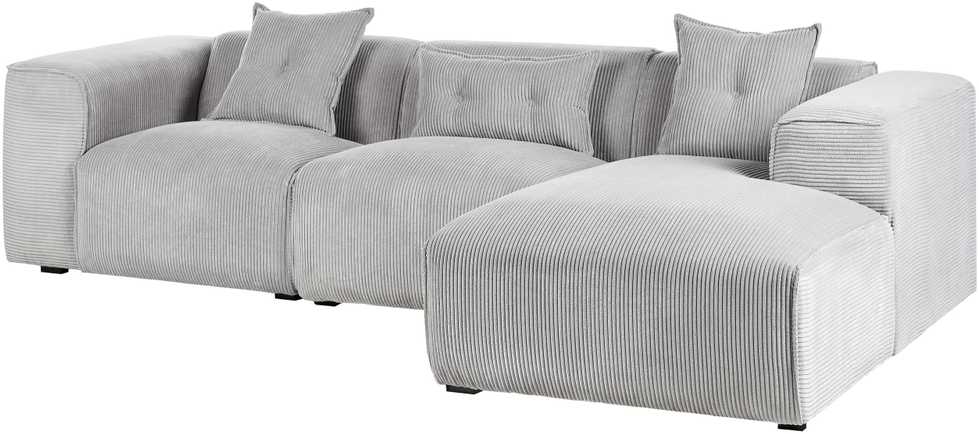 Beliani Trivietė sofa kampinė DOLVA, velvetinis audinys, šviesiai pilka, kairinė