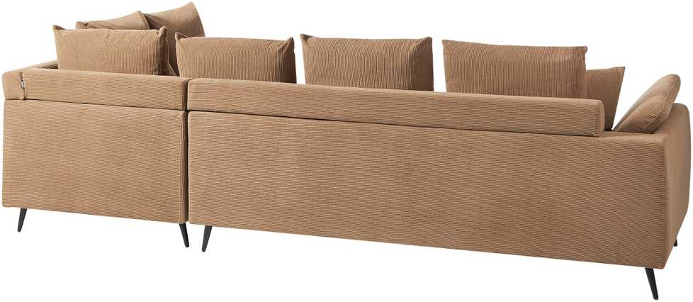 Beliani 4 vietų kampinė sofa LUNNER, velvetas, ruda, kairinė