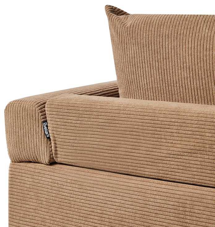 Beliani 4 vietų kampinė sofa LUNNER, velvetas, ruda, kairinė