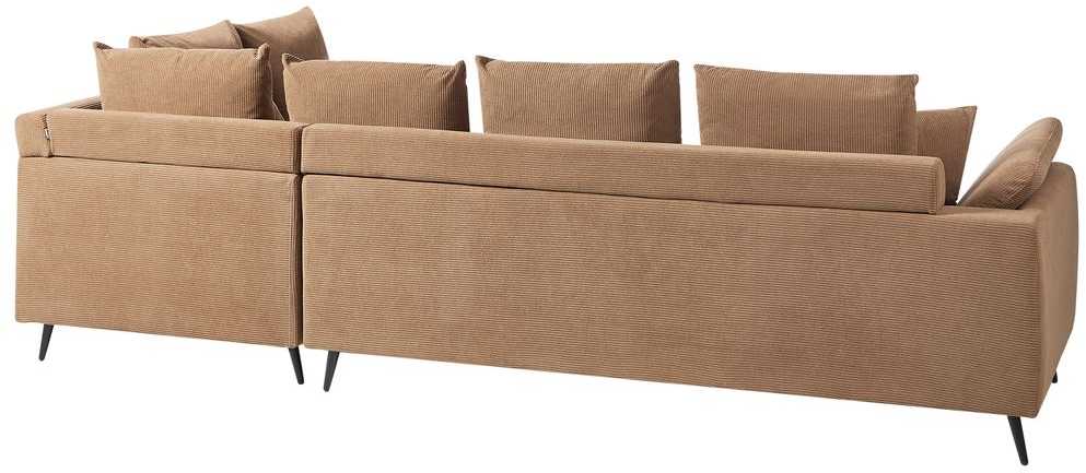 Beliani 4 vietų kampinė sofa LUNNER, velvetas, ruda, kairinė
