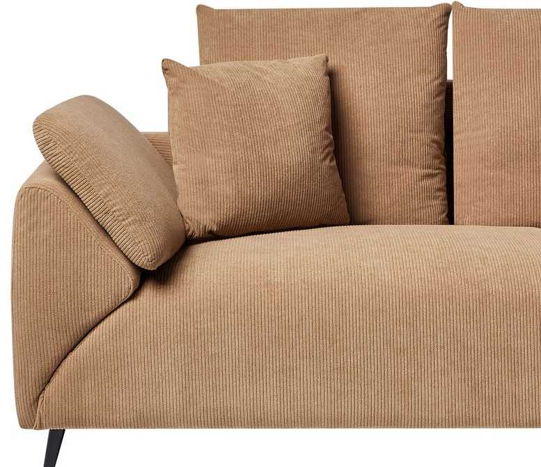 Beliani 4 vietų kampinė sofa LUNNER, velvetas, ruda, kairinė