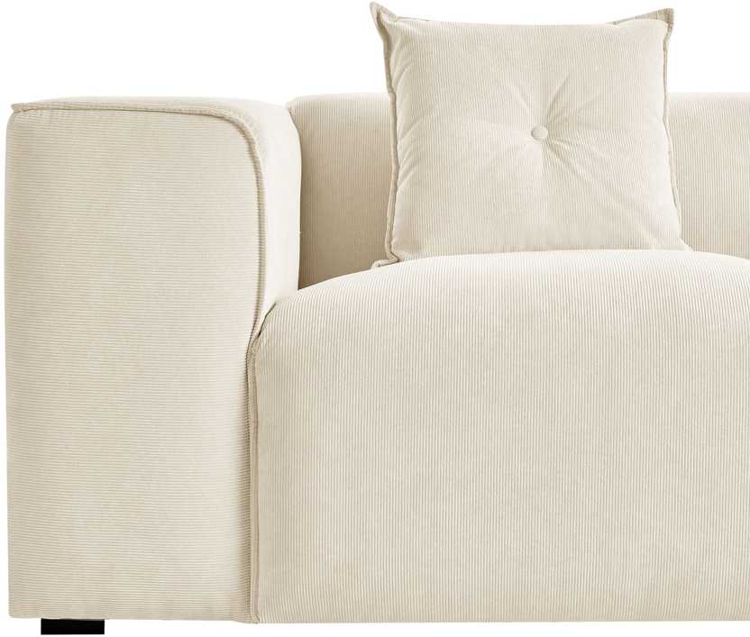 Beliani 3 vietų kampinė sofa DOLVA, velvetas, kreminė balta, kairinė