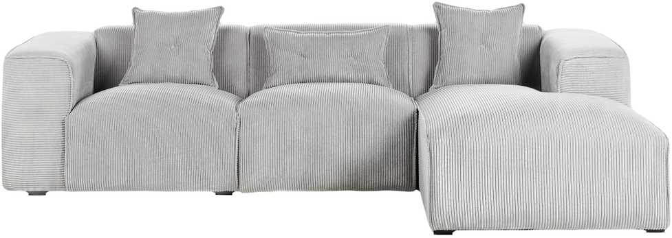 Beliani Trivietė sofa kampinė DOLVA, velvetinis audinys, šviesiai pilka, kairinė