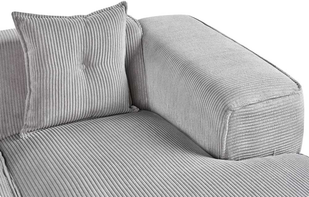 Beliani Trivietė sofa kampinė DOLVA, velvetinis audinys, šviesiai pilka, kairinė