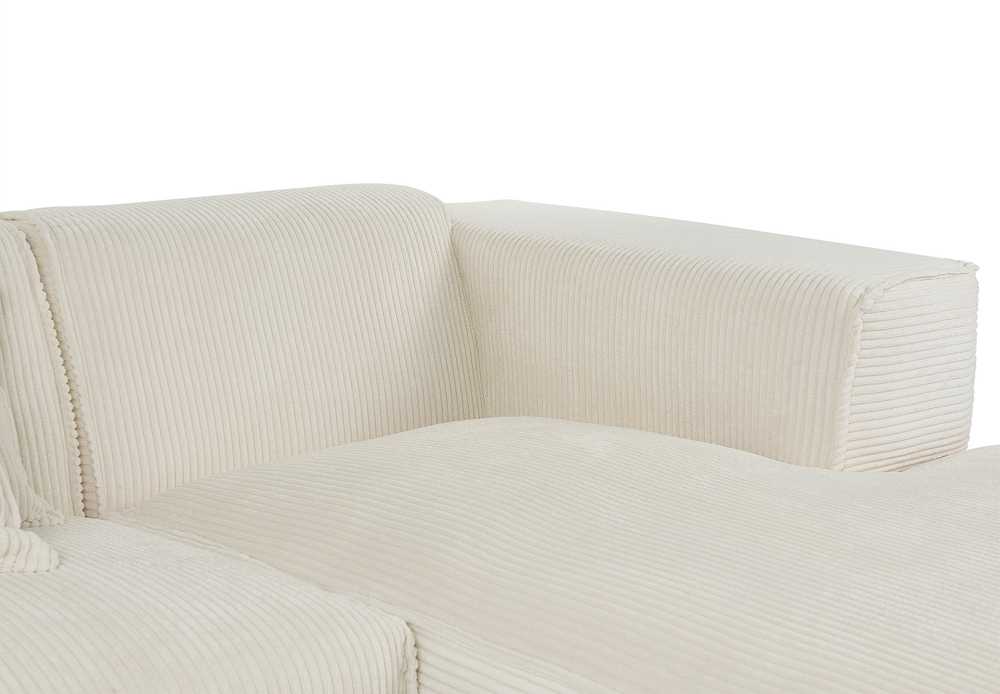 Beliani 3 vietų kampinė sofa DOLVA, velvetas, kreminė balta, kairinė
